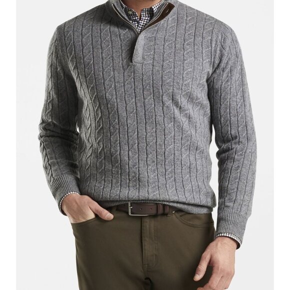 Peter Millar Wool & Cashmere Blend Cable Knit Quarter Zip Sweater Size 2X Tall - Picture 4 of 8